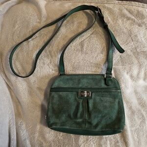 B Makowsky Green Suede Crossbody